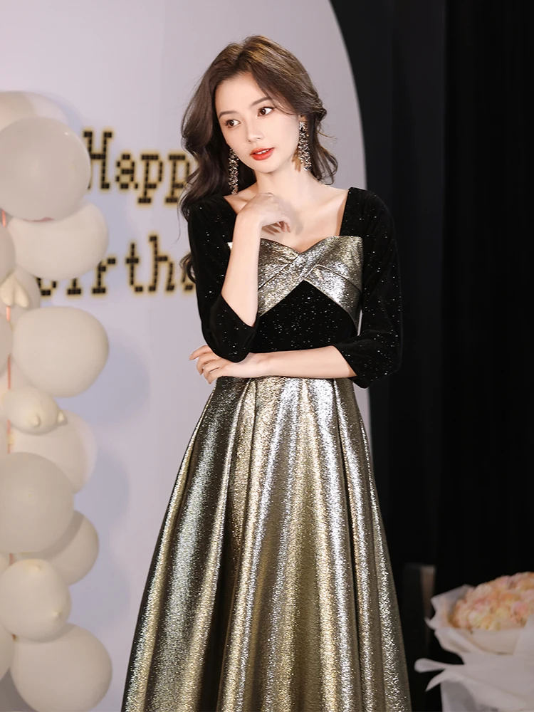 

Ele Bla Evening Gown Long Sve Floor Length Wedding Host Dr Luxury Sensation Formal Ball Gown Polyester Fiber