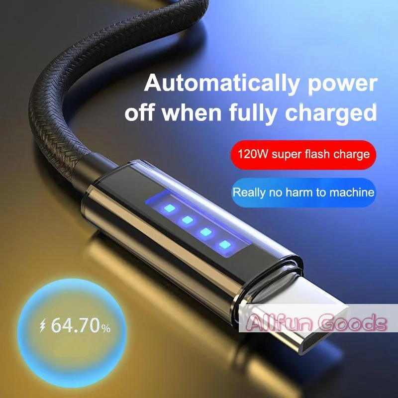[TG835]120W 6A Super Fast Charge Cable USB Data Cord Automatically Cuts Off Power Fast Charging Cable For  OPPO