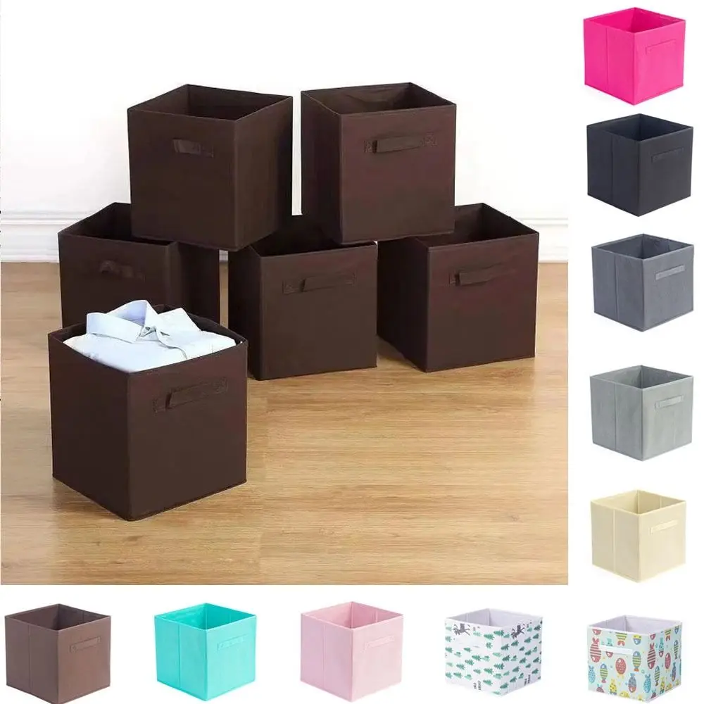 Non Woven Fabric Cube Storage Box Foldable Large Capacity Cabinet Drawer Organizer without Lid Underwear Storage Box Nursery