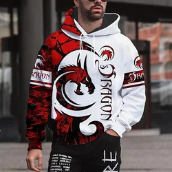 Men's Hoodie Dragon Graphic 3D Print Sweatshirts Outdoors Pullover Clothing Daily Fashion Autumn Spring Long Sleeve Sweatshirt