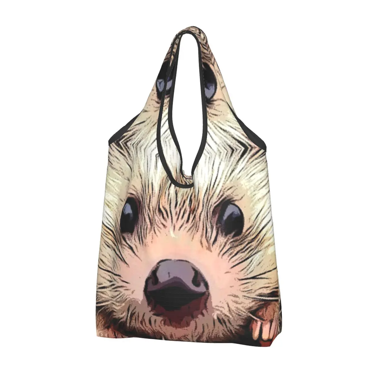 

Fashion Funny Hedgehog Eyes Shopping Tote Bags Portable Animal Grocery Shopper Shoulder Bag