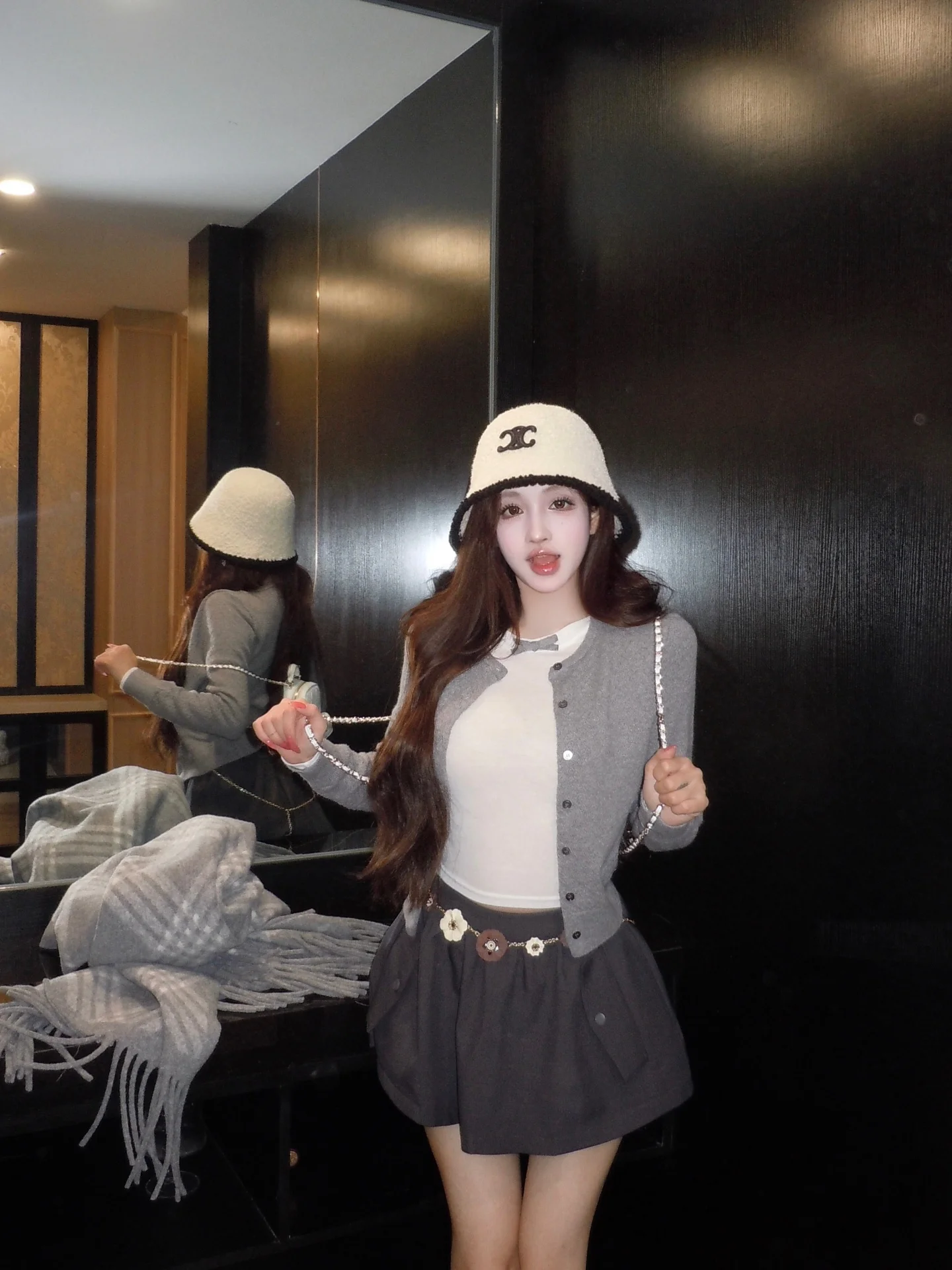 

Модный комплект Kumikumi: элегантный свитер с длинным рукавом и юбка с завышенной талией для женщин, весенний комплект из двух предметов