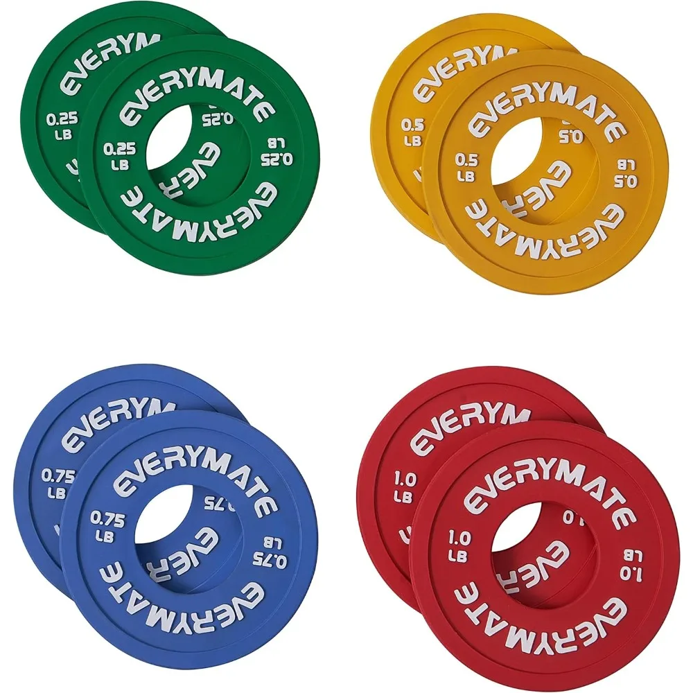 

Rubber Fractional Weight Plates Set of 8 Micro Weight Plate Pair of 0.25LB 0.5LB 0.75LB 1 LB for Olympic Barbells