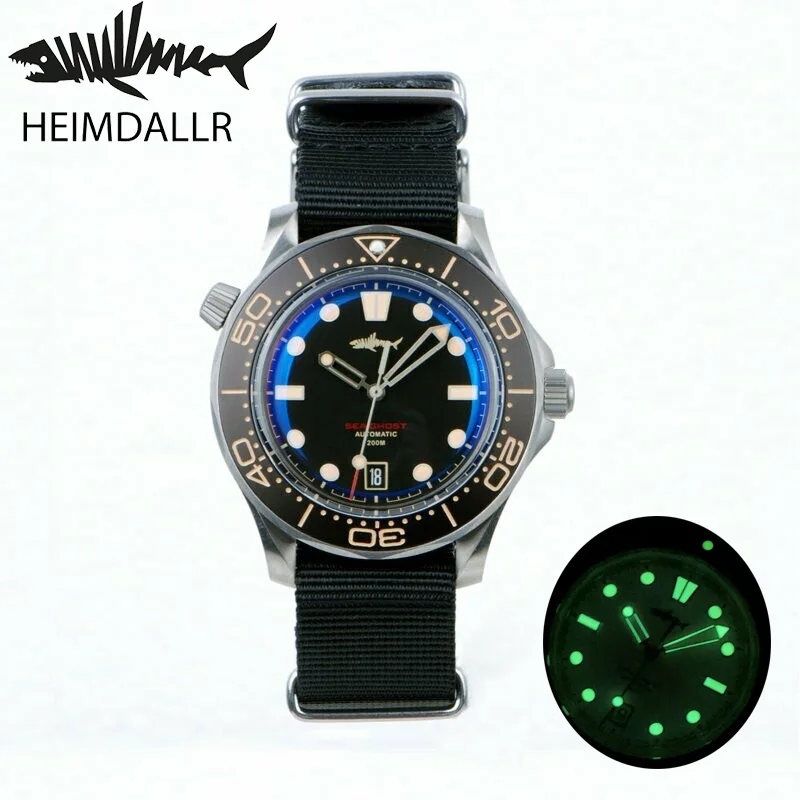 Heimdallr Men's Seaghost Dive Wtach Black Dial Sapphire Glass Titanium Case NH35 Automatic Movement 20Bar Water Resistant Lumed