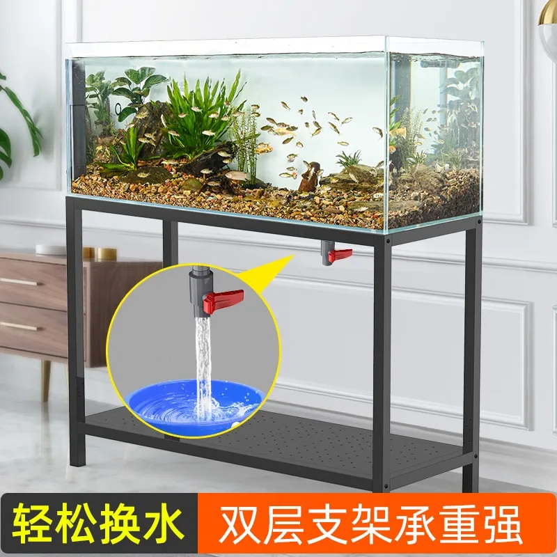 

Ultra-white fish tank large glass tank landscaping aquarium with bottom drainage lazy water change can put bottom filter