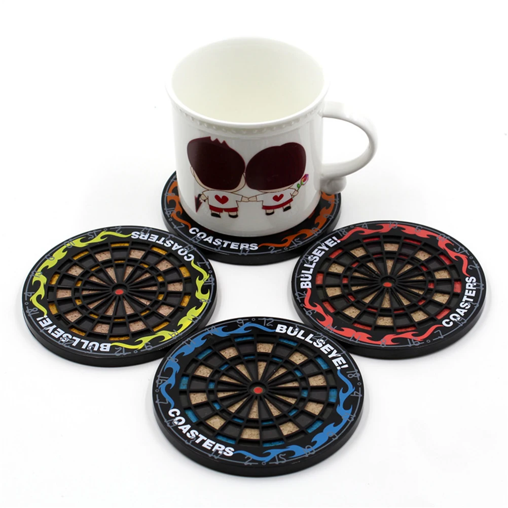 

4 Pcs Non-slip Coaster Cup Mats Board Drink Coasters Holder Pads Dartboard Food