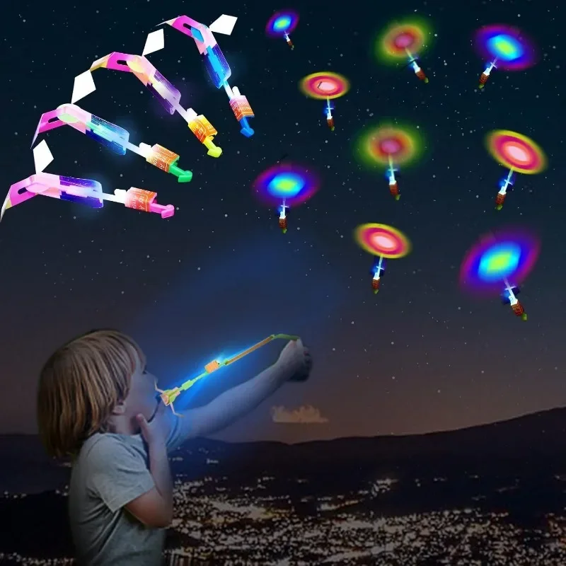 6/10pcs Catapult Slingshot Glowing Arrows LED Lights Flashing Dragonfly Glowing Children's Party Toys Gifts Illuminate the Sky