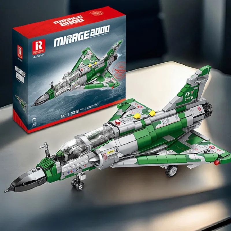 

With Original Box echnical Military Mirage 2000 Fighter Building Blocks Assembling Airplane Bricks Model Toys for Christmas Gif