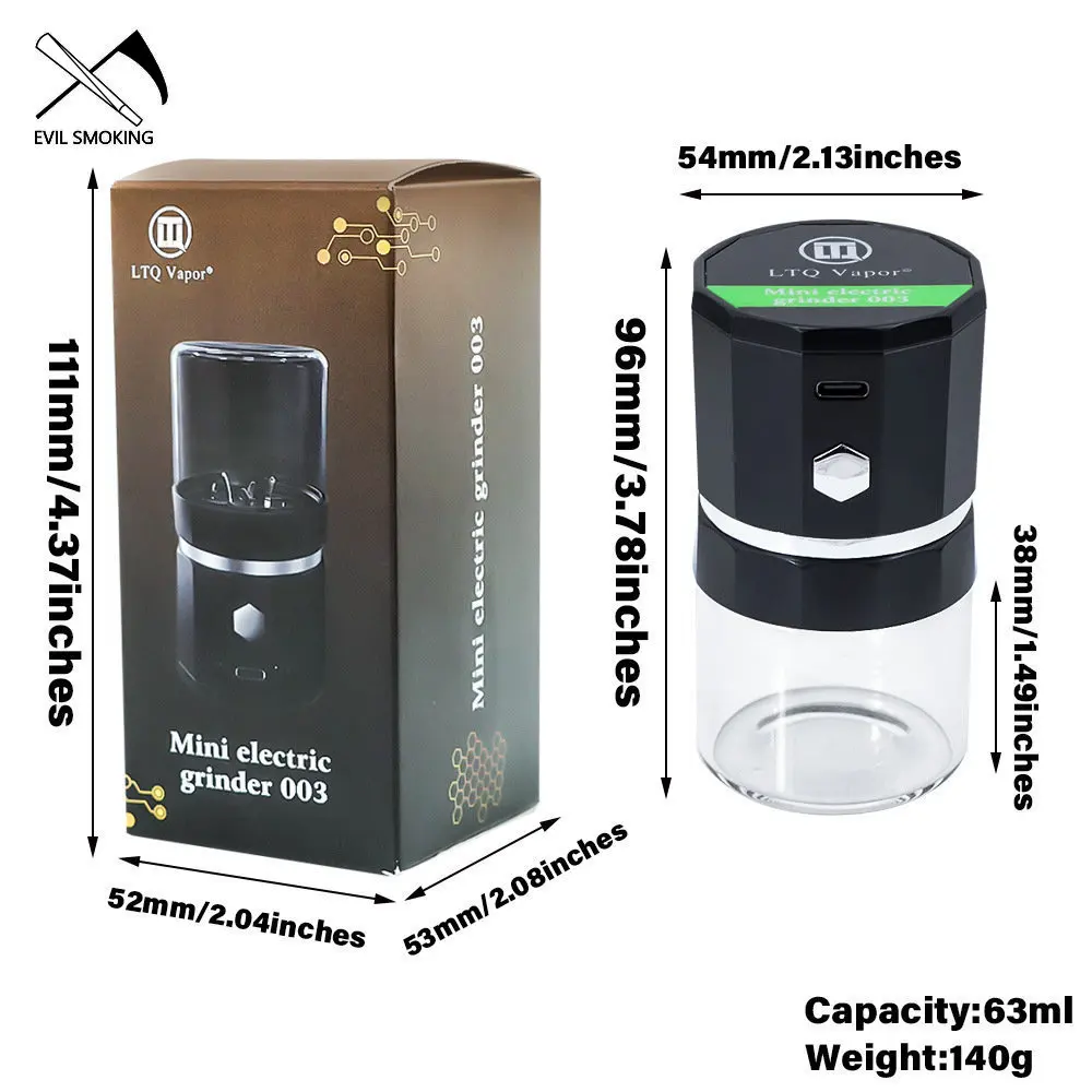 EVIL SMOKING LTQ Mini Electric Dry Herb Grinder Portable Tobacco Shredder Stainless Steel Spice Crusher Smoking Accessories