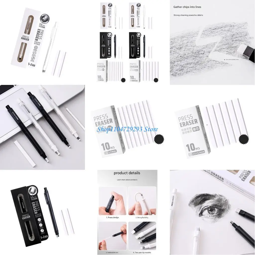 

Y2GD Eraser Pen With Plastic Construction Shell Safe For Kids Smooth Erasing Action Pocket Sized Retractable Erasing Tool