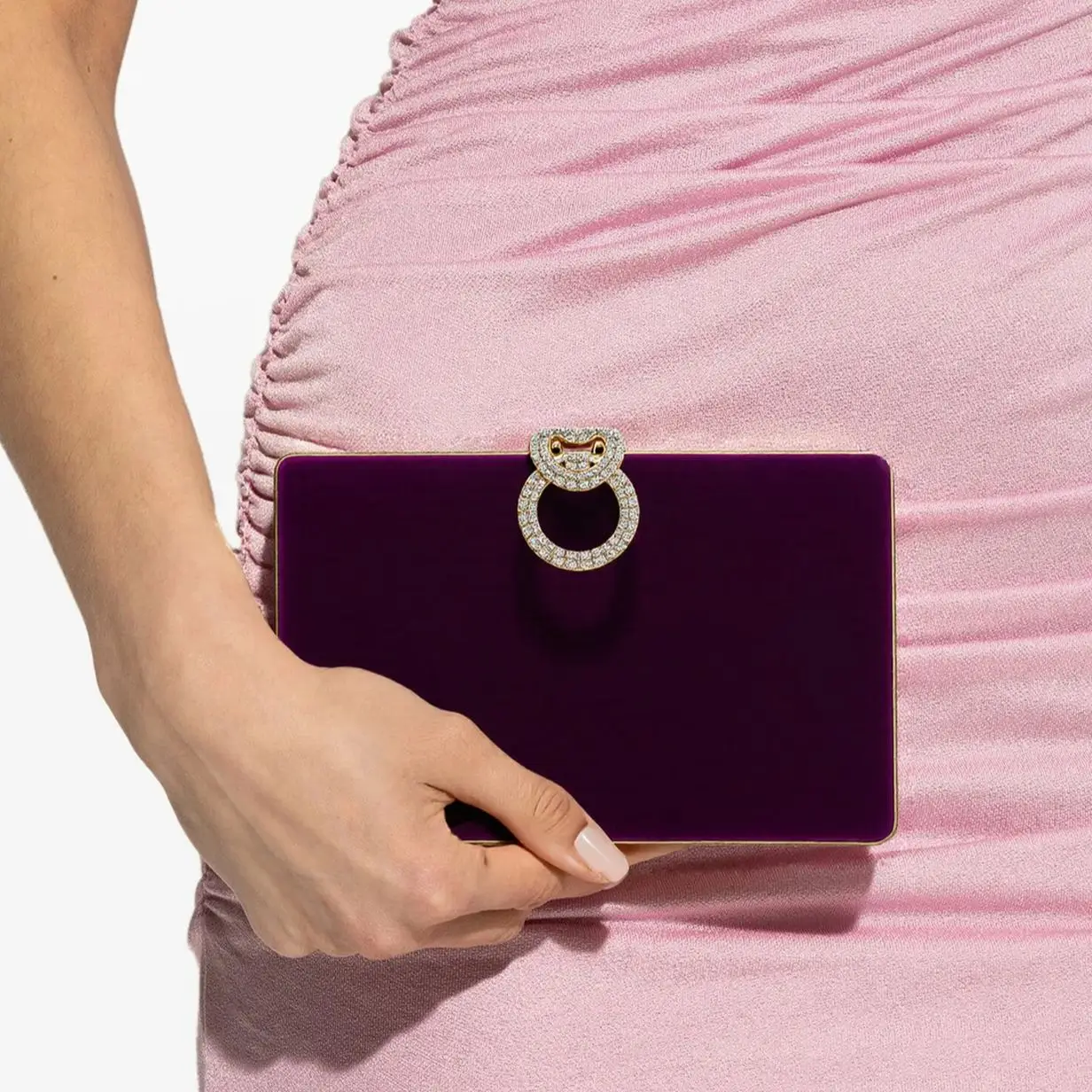 Velvet Women Evening Bags Diamonds Metal Golden Clutch Bags Flap Design Fashion Lady Gift Wedding Bridal Handbags Purse view 4
