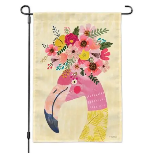 Pretty Pink Flamingo Flowers Garden Yard Flag VVL YYX EEZ