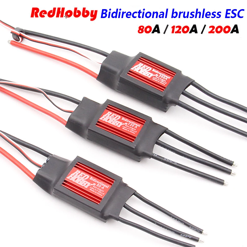 RedHobby Bidirectional Brushless ESC 80A 120A 200A Water-Cooled For RC Car Boats Wind-Powered Ship Pneumatic Underwater Propelle