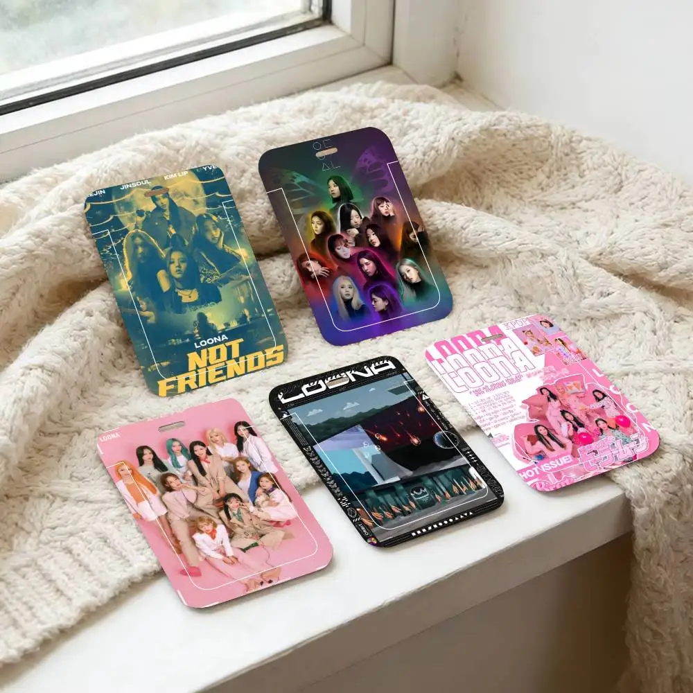 Latest Kpop L-Loona ID Card Holder Lanyard Covers Women Men Work Permit Holder Students Kids Bus Cards Case