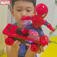 Marvel Spiderman Automatic Flip Rotation Remote-Controlled Skateboard Acousto-Optic Car Electric Music Stunt Scooters Toy Gift