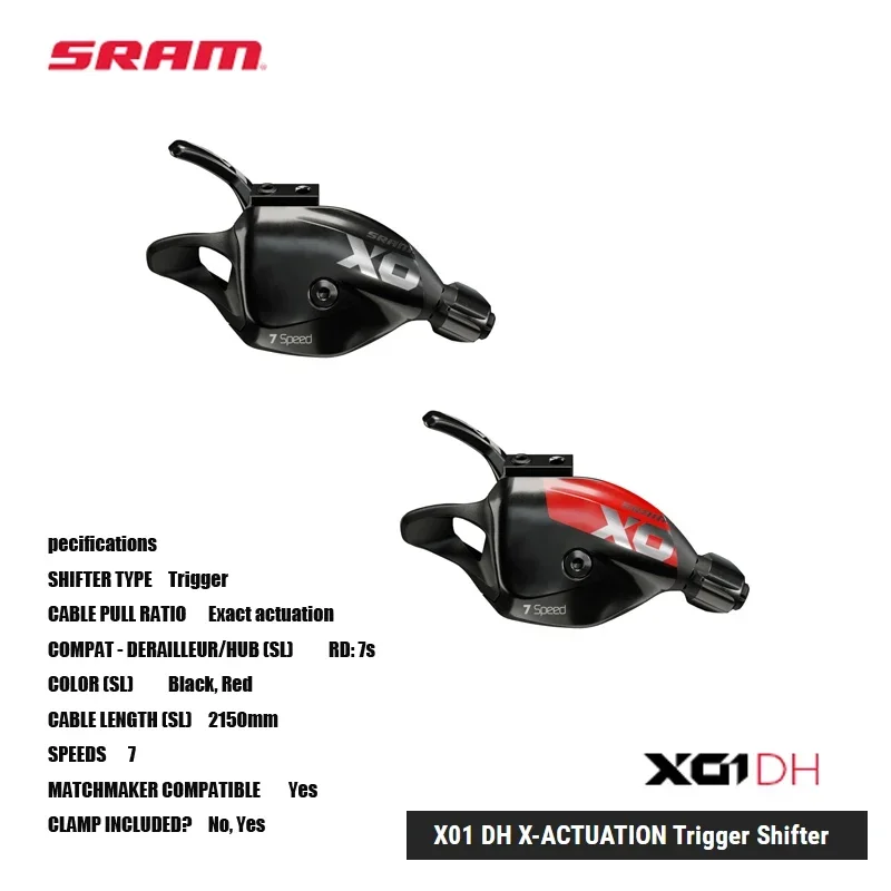 SRAM X01 DH X-ACTUATION Trigger Shifter SRAM 1x™ X-ACTUATION™ for precise and dependable 7-speed performance