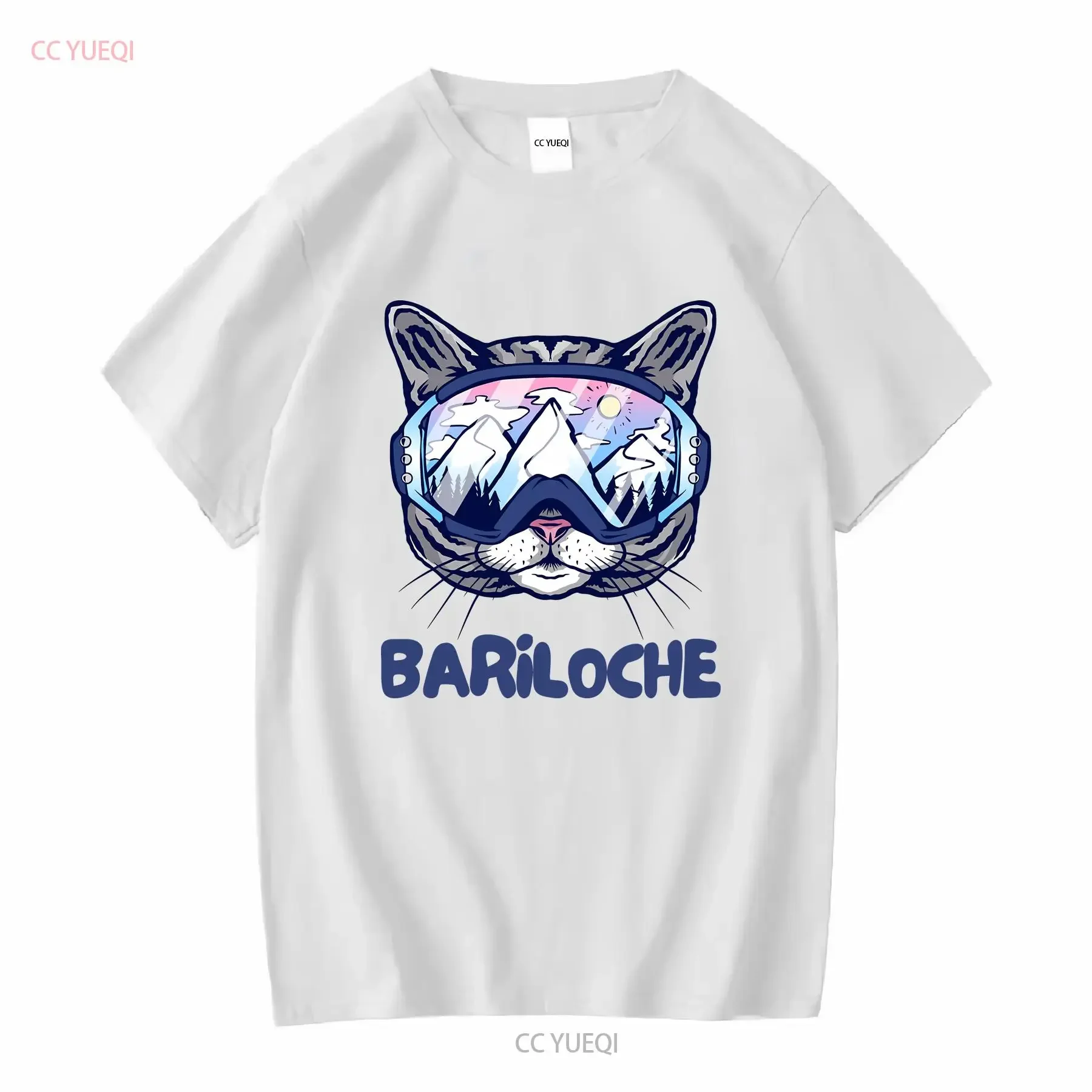 Bariloche Skiing Cat T Shirt Souvenir Funny Winter for Skiers Snowboarders Wearing Ski Goggles Argentina vintage Washed homme view 4