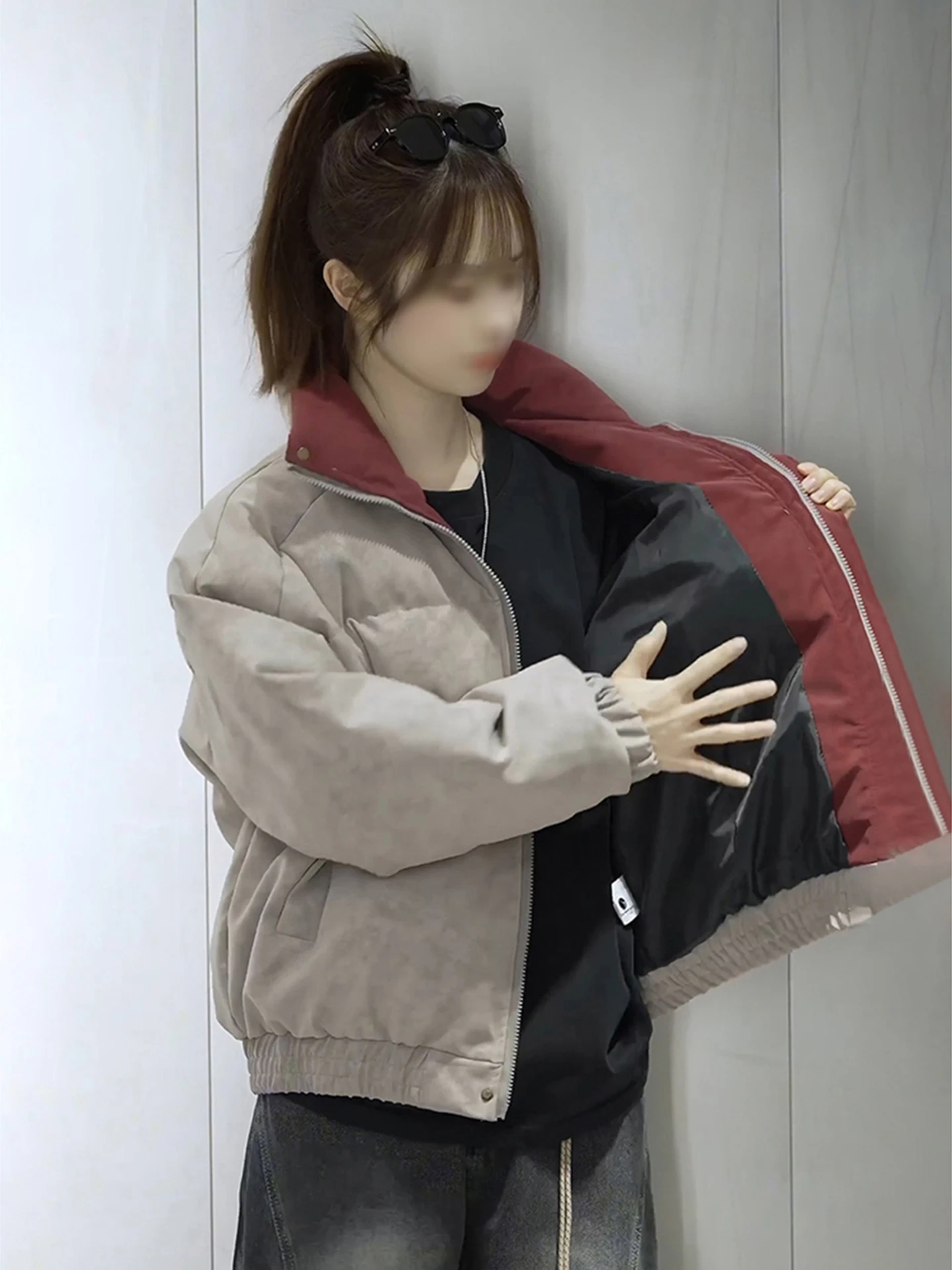 

Матовая куртка из искусственной кожи с эффектом тай-дай, утепленная пухом и хлопком, зимнее пальто для мужчин и женщин, в американском стиле, теплая, молодежная, повседневная