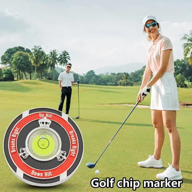 Golf Level Marker Golf Ball Marker With Level Poker Chip Style Bubble Level Golf Accessories For Men Golf Green Reader Pro Putt