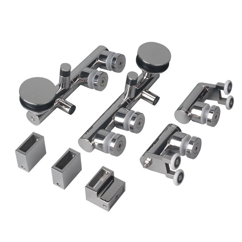 High-end shower room side sliding door pulley, rail roller, buffer pulley, bathroom glass sliding door hanging wheel matching