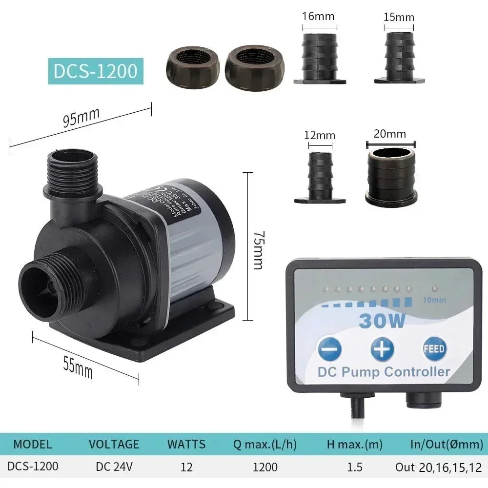 

100-240V 12W 1200L/h Jebao DCS-1200 Variable Frequency Submersible Pump Fish Tank Water Pump Flow Adjustable Energy Water Pump