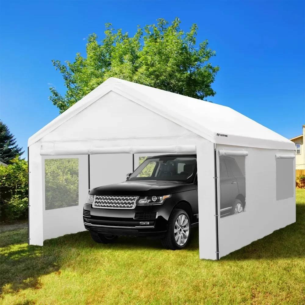 

Carport Canopy 12x20 FT Heavy Duty Boat Car Canopy Garage with Removable Sidewalls and Roll-up Ventilated Windows (White)