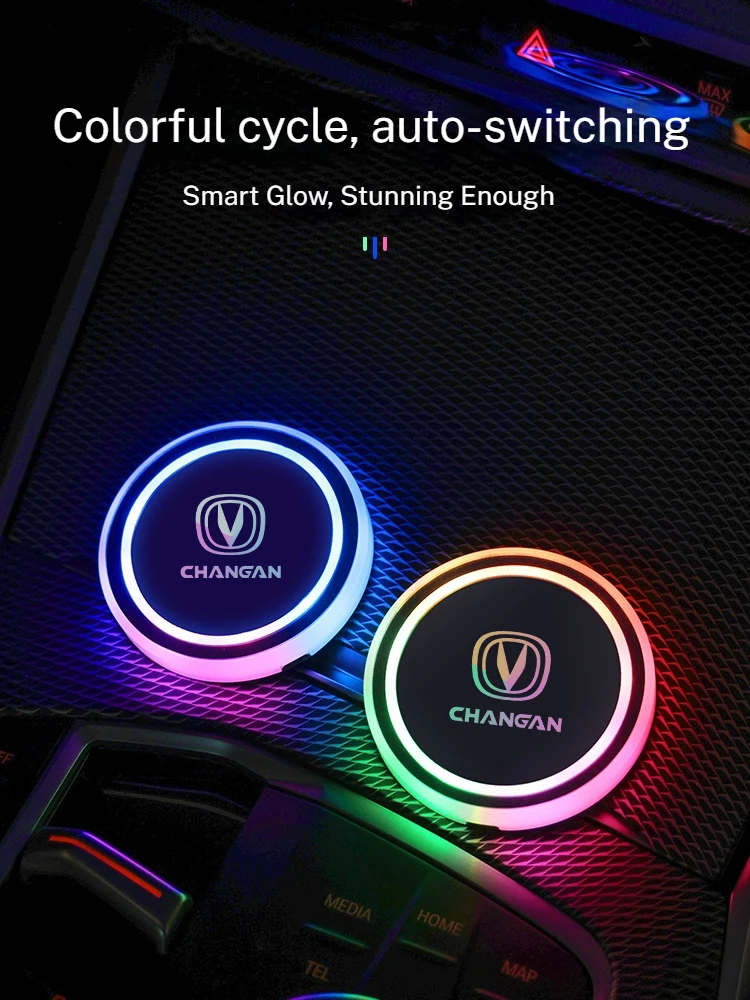 7 Color Car Changing LED Cup Holder Lights Rear Windshield Decorative Ambient Lighting For Changan CS75 CS35 CS55 CS15 CS85 CX70