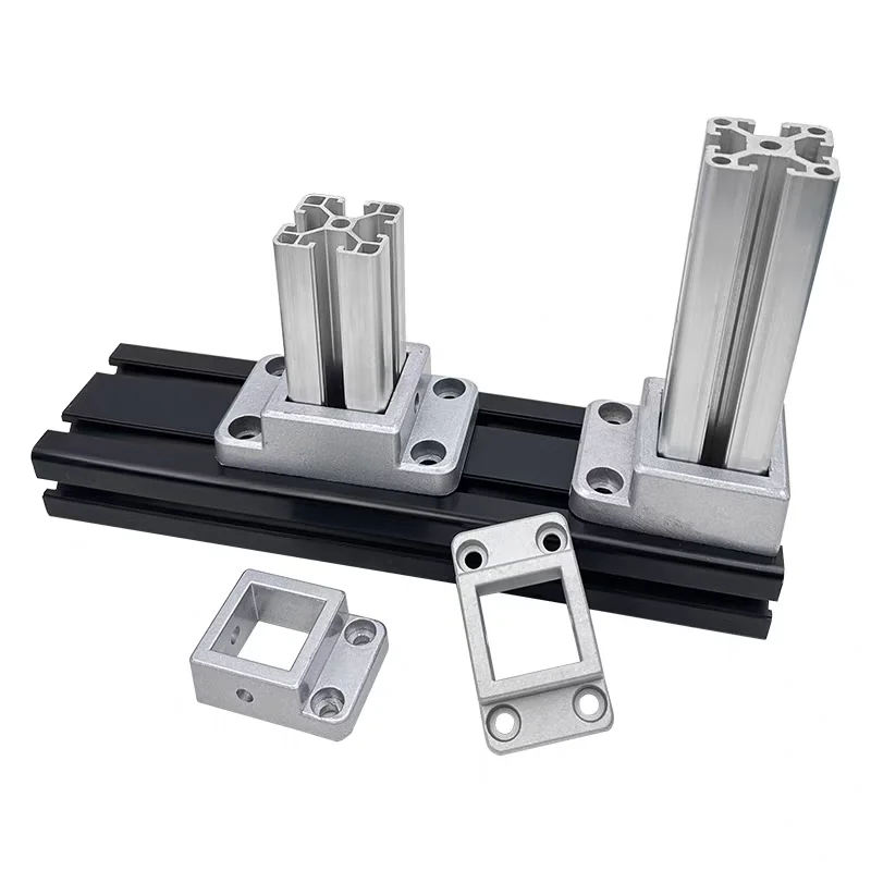 2020 3030 Aluminum Profile Fixed Base Ground Connection Block Support Foot Double-Sided Flange Square Conveyor Belt Foot Base