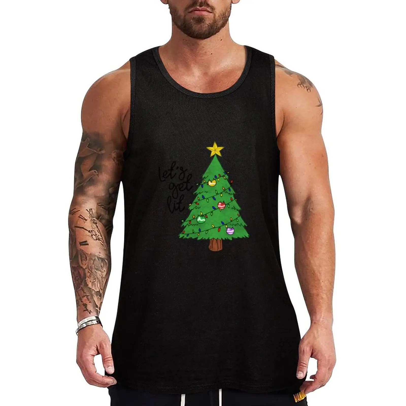 Let’s get lit holiday Tank Top gym t-shirts man gym accessories man