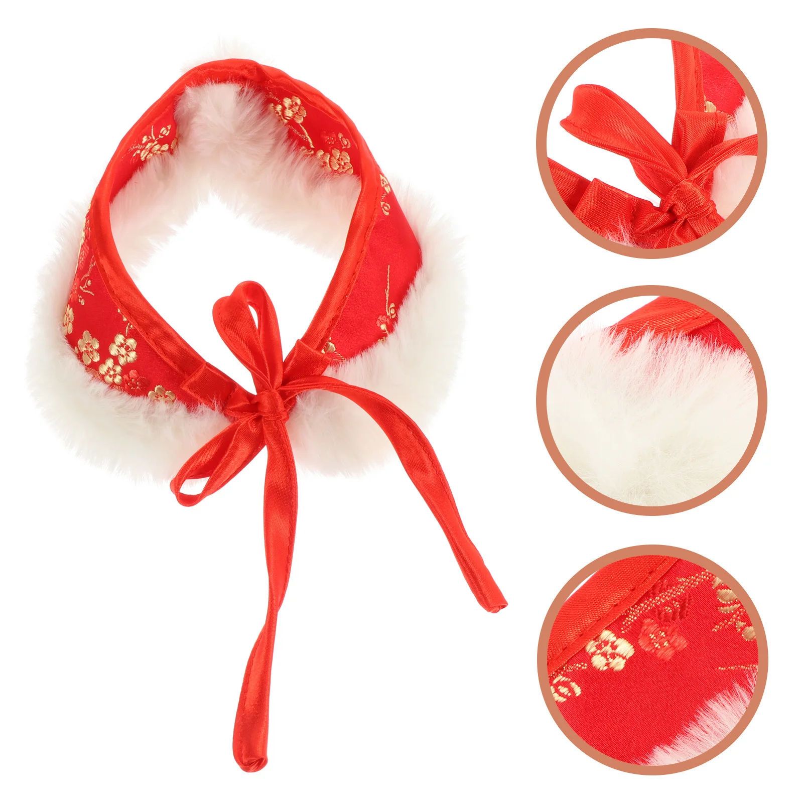

New Year Winter Warm Pet Collar Chinese Style Adjustable Decorative Bow Tie Collar for Cats Dogs Festival Accessory