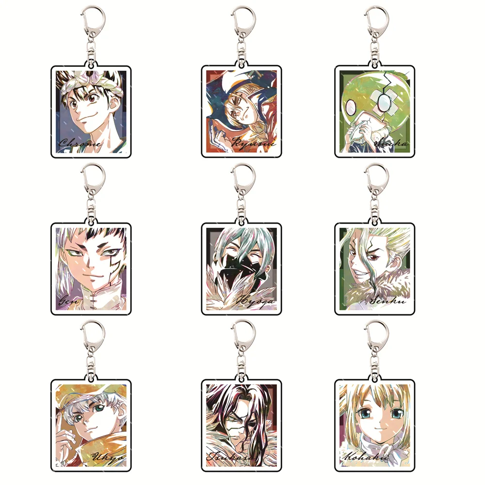 Anime Dr.Stone 5cm High-Transparency Acrylic Keychain Bag Charm Decoration Character-Exclusive Model Portable Bag Pendant