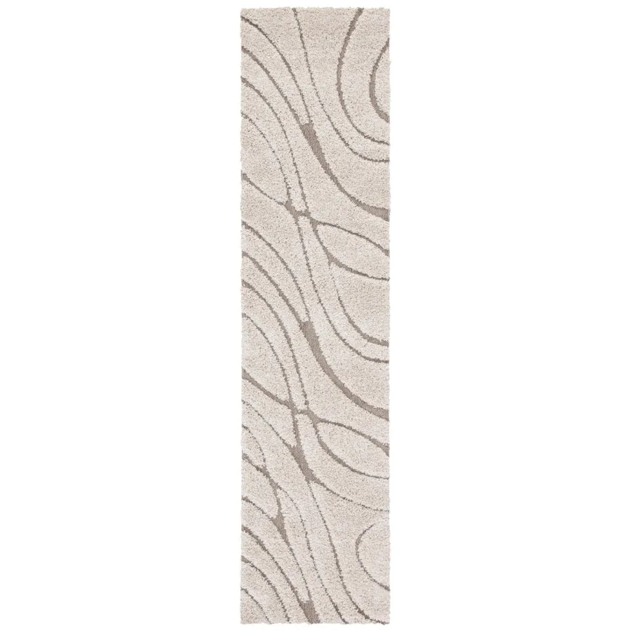 Florida Tamzen Abstract Shag Runner Rug Cream Beige 2'3" x 7' view 3