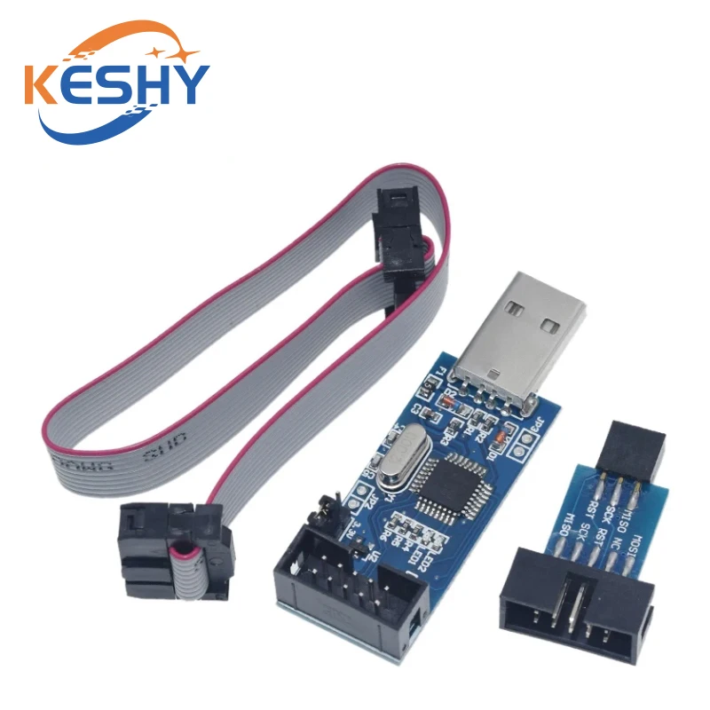 USBASP USBISP AVR Programmer USB ISP USB ASP ATMEGA8 ATMEGA128 Support Win7 64K 10Pin To 6 Pin Adapter Board