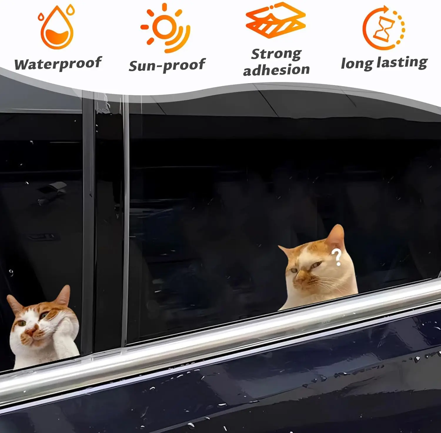 قطعتان من شارات Car Cat Meme، ملصق ممتص للصدمات من الفينيل المضحك لأبواب ونوافذ السيارة والشاحنات، ديكور سيارات لطيف للسيارات #4