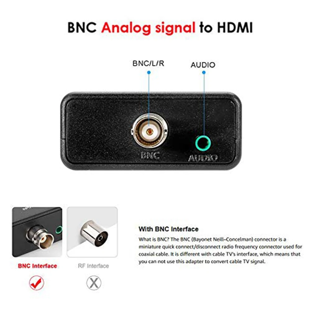 BNC do przejściówka Adapter HDMI kobieta CVBS BNC HDMI Coax 1080P wyjście HDCP hak kamera ochrony DVRs nadzór