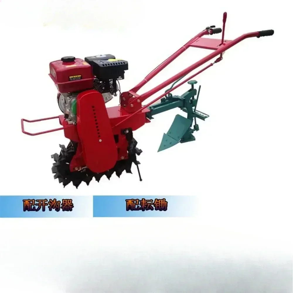 Cheap And Fine Cultivator Diesel Chain Rail Crawler Tiller Ditcher Loosening Single Wheel Plow Machine Host+Flip Plow H