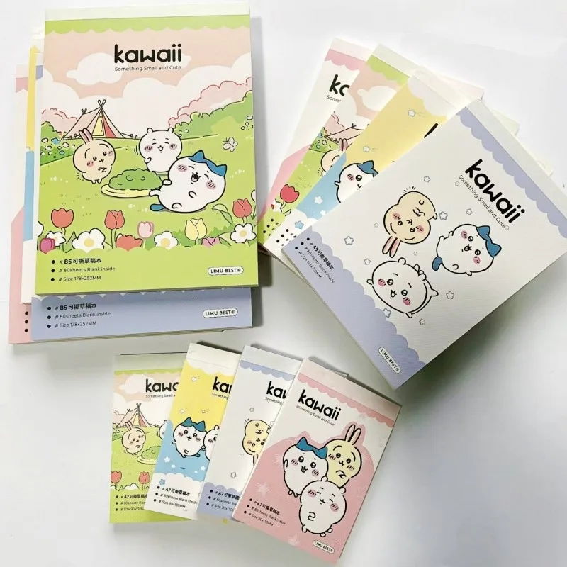 Cartoon Chiikawa Hachiware Tearable Draft Pad B5 Large Blank Writing Notebook A5 Student Notepad Flip Up White Draft Paper Mini