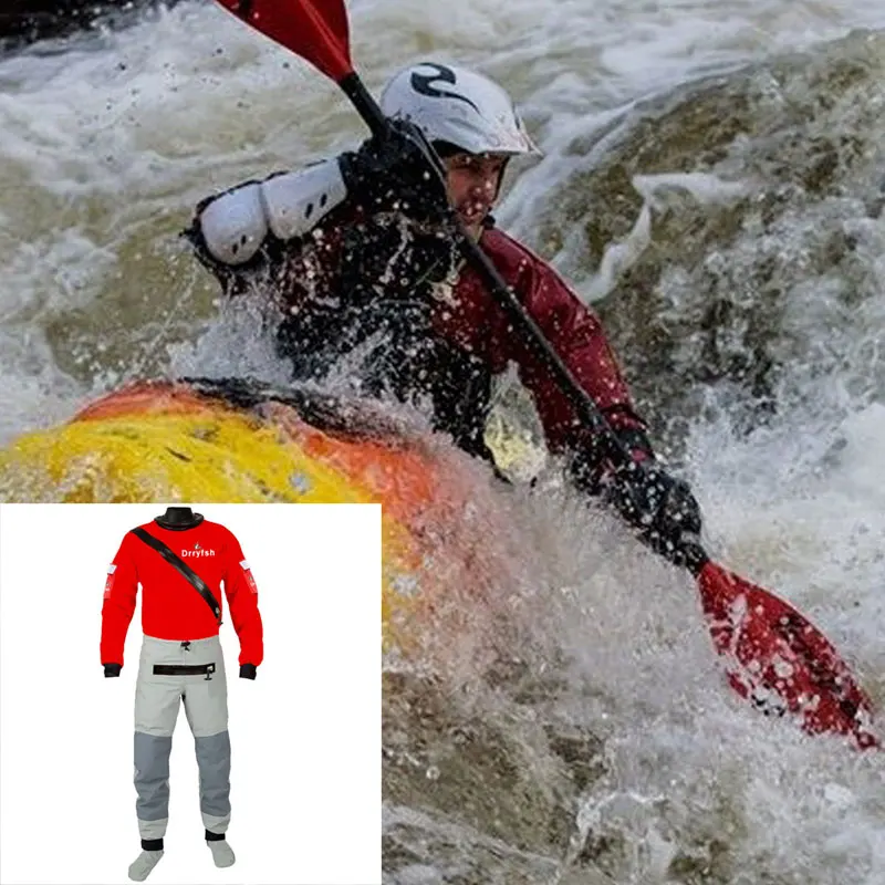 3-Layer Mens Lightweight Soft Shell Dry Suits Front Zipper Fully Taped Drysuit for Watersport Kayaking Paddling Canoeing Sailing