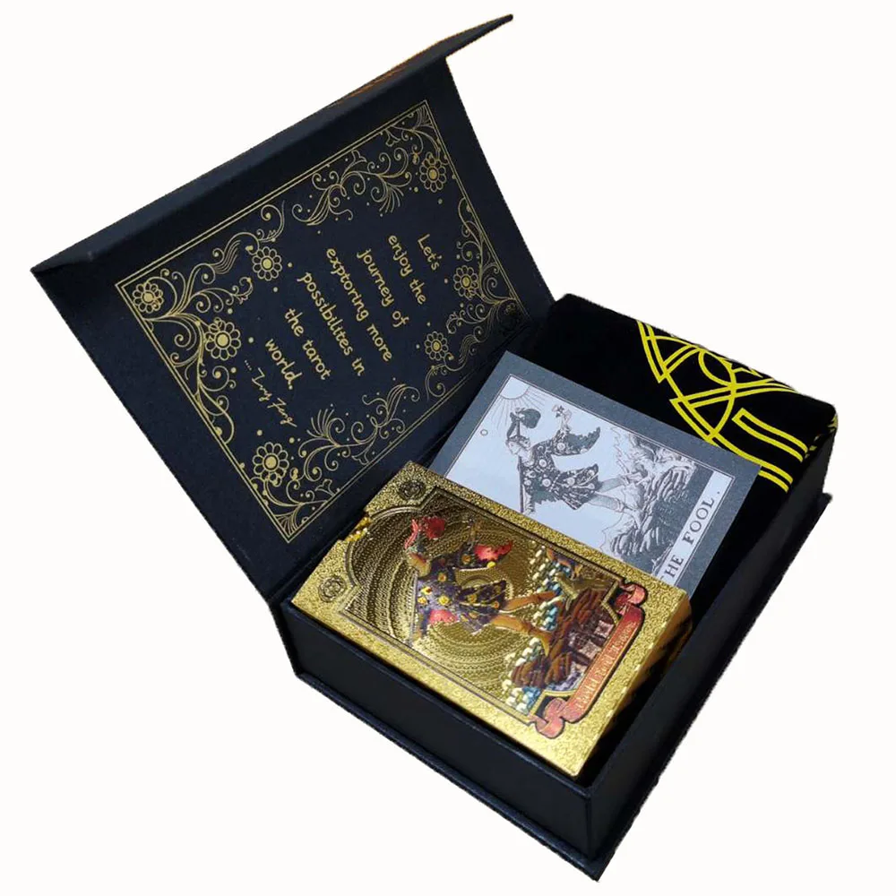 Gold Foil Astrology Tarot 12 * 7cm Hot Stamping PVC Waterproof and Wear-resistant Gift Box Set Chess Board Game Card Astrology