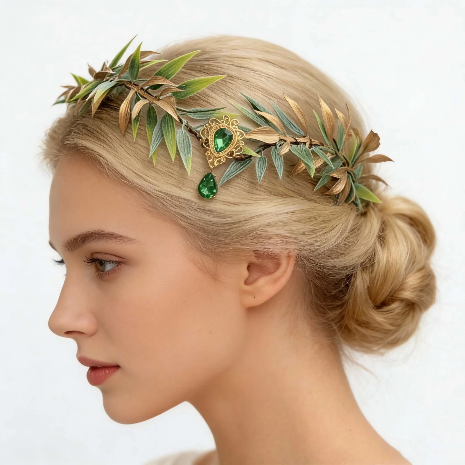 Barockes grünes Blatt-Stirnband, Kopfbedeckung, Bohemian-Stil, für Damen, Hochzeit, Haarband für Festivals, Partys, Fotografie, Vintage-Design