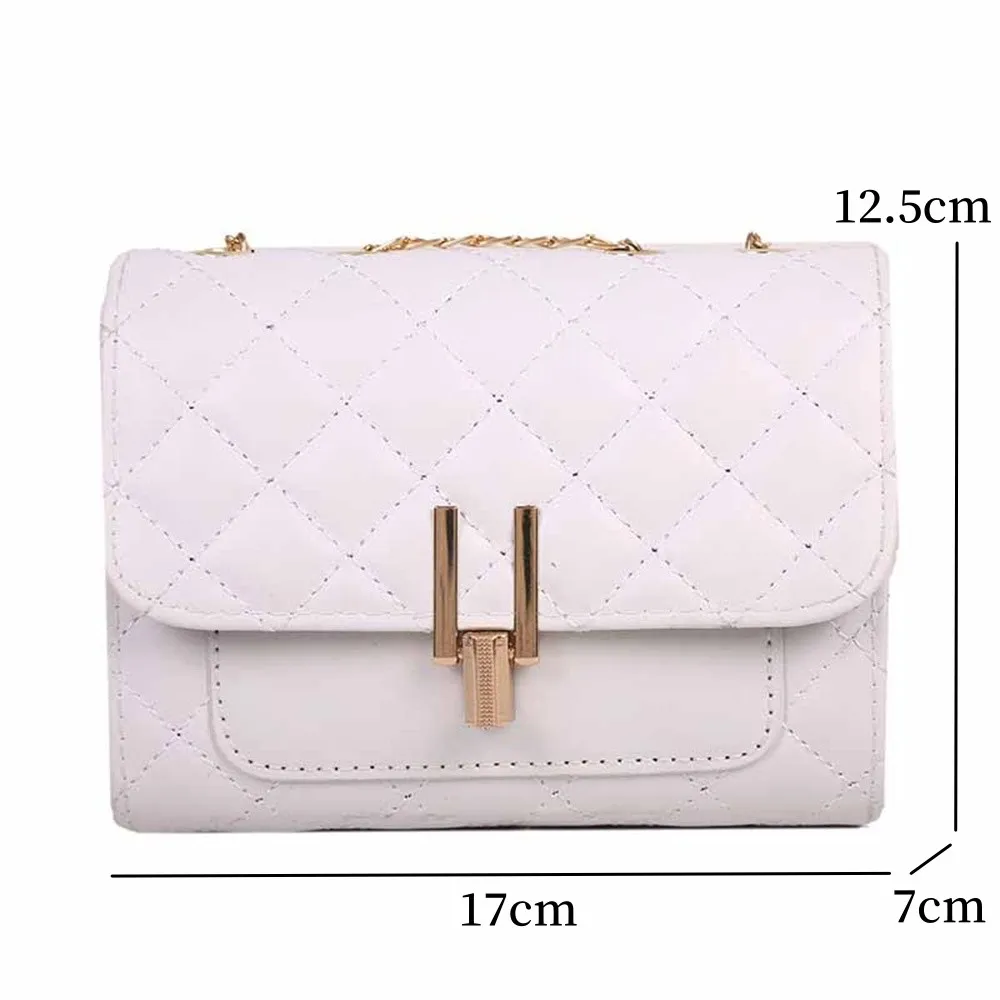 Fashion Summer Women Shoulder Bags Korean Version Pu Leather Texture Chain Rhomboid Handbag Messenger Bag Crossbody Phone Bags