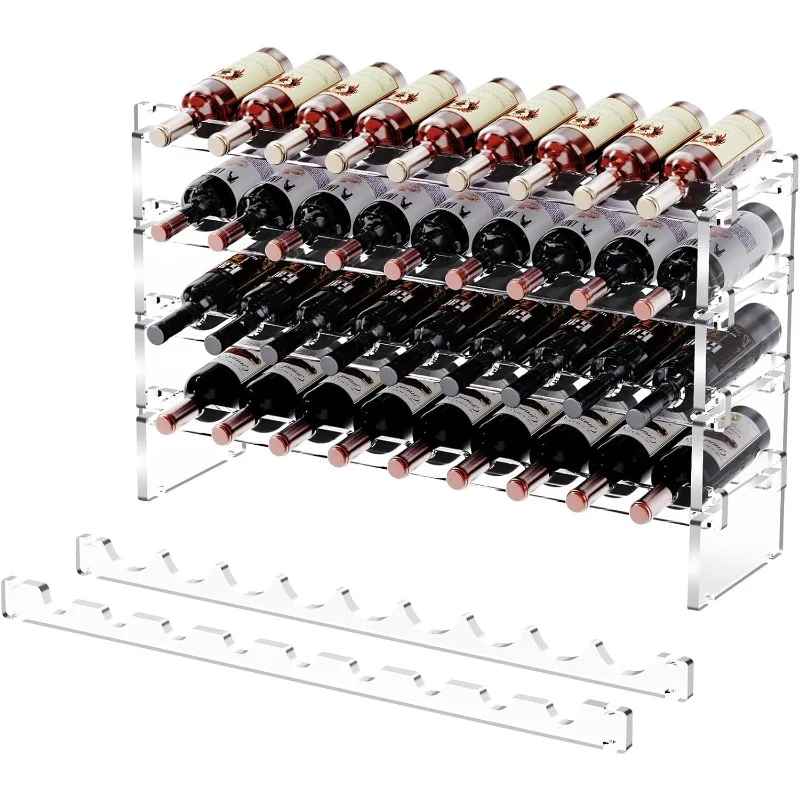 home.Wine Rack Freestanding Floor - 4 Tiers StackableHolder Wine Storage for Kitchen, Bar, Pantry, Wine Cellar and Countertop