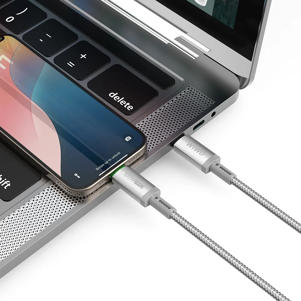 WiWU 100PD Type C Fast Charging Cable for MacBook/Samsung Digital Display USB C 3.1 Magnetic Cable for Lightning PD30W Charging