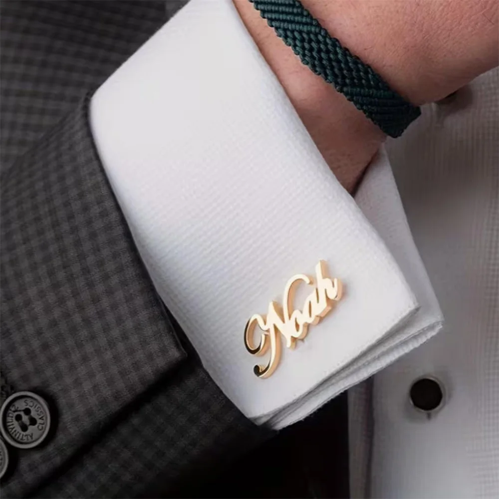 Personalized Name Men's Cufflinks Stainless Steel Customized Shirt Cufflinks Groom Wedding Men's Business Anniversary Gift