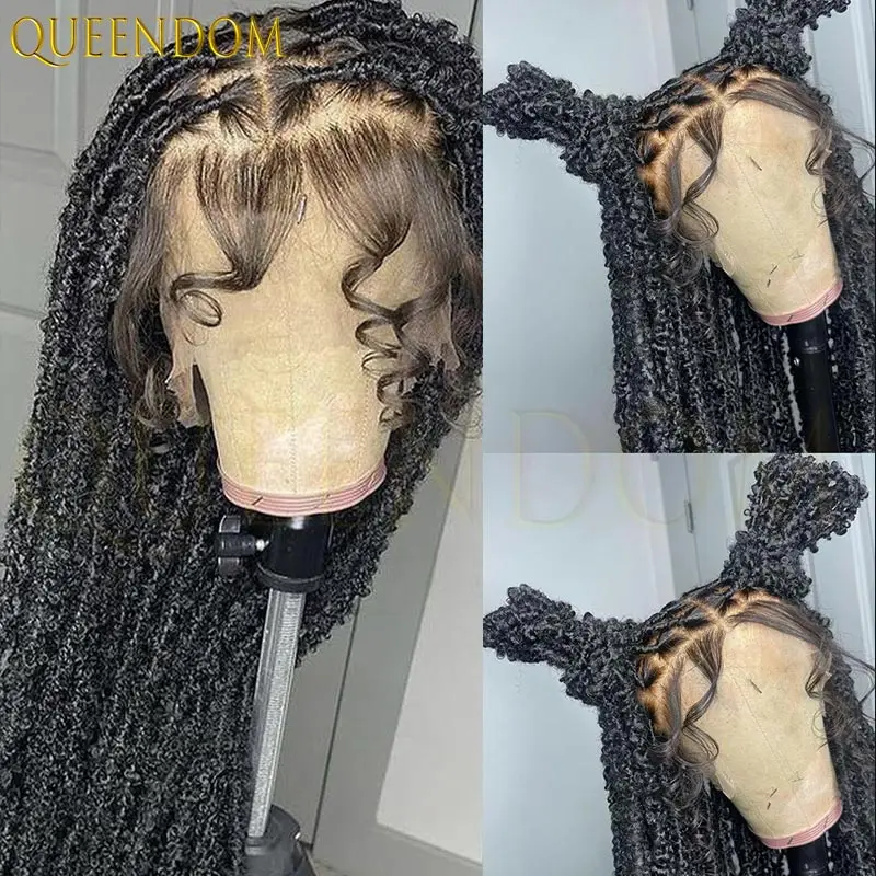 

Full Lace Frontal Synthetic Wig for Black Women, Soft Braided, Senegalese Twist Hair Style, 360 Butterfly Locs, 40"