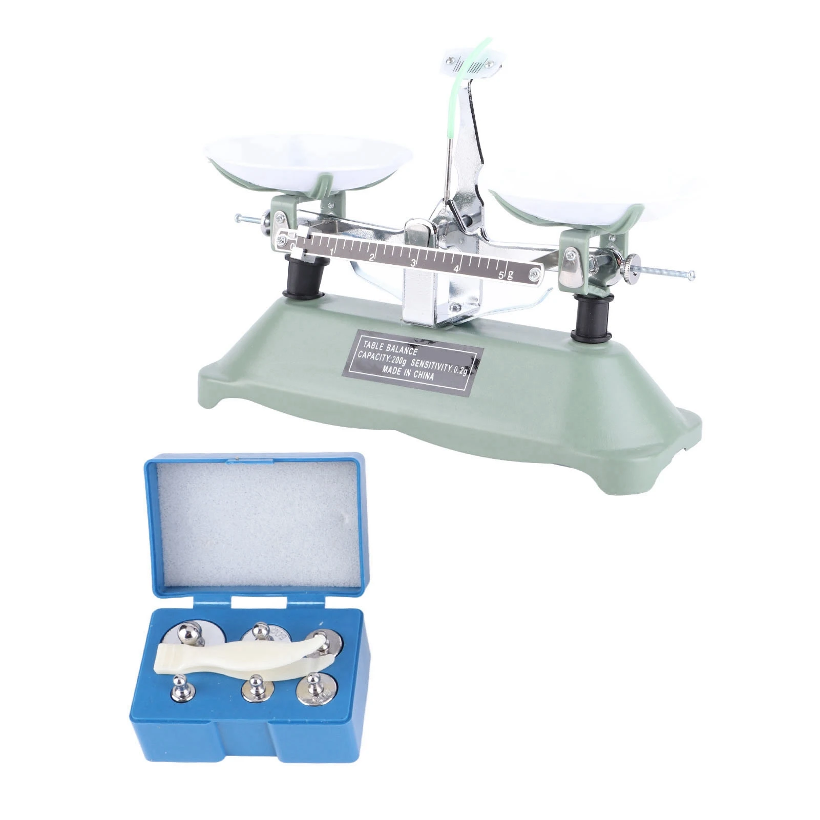 Mechanical Tray Balance 200g/0.2g Mechanical Tray Balance Scale with Weights Chemical Physics Laboratory Teaching Tool