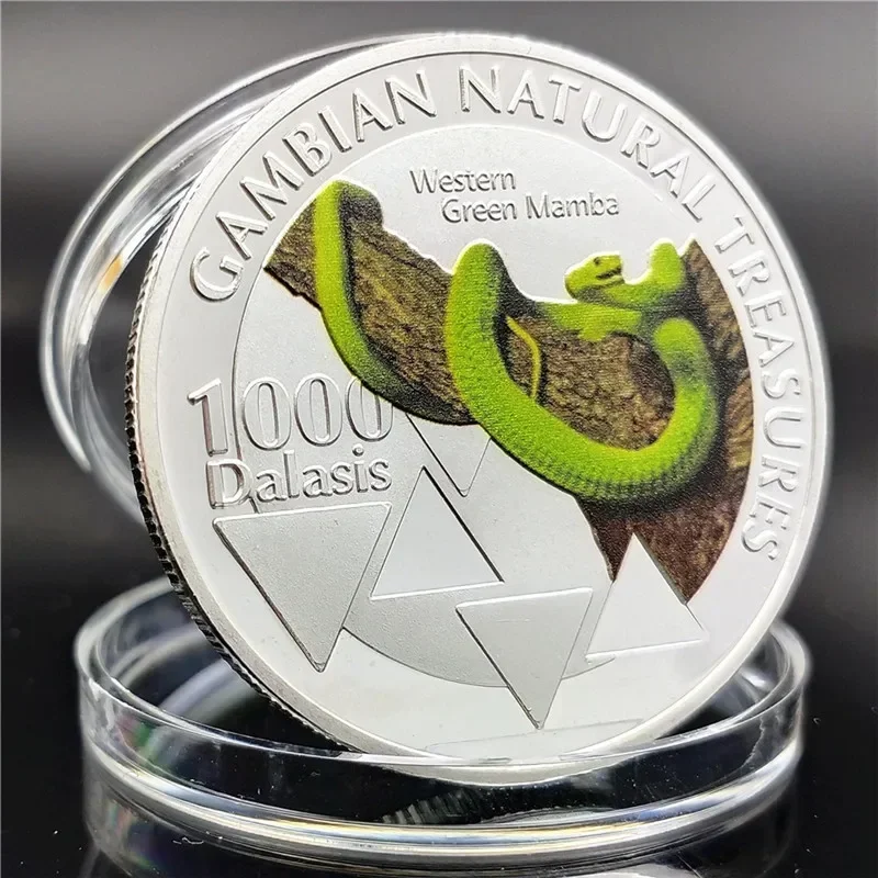 Collectible Coins Republic of Gambia Natural Treasures 1000 Dalasis Progress Peace Prosperity Manatee Snake Plated Coin