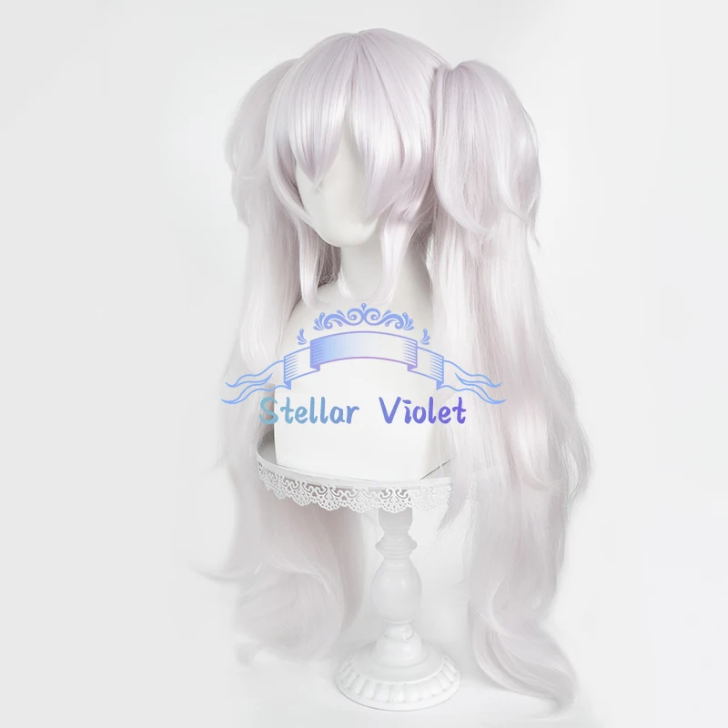 Game Azur Lane Wig USS Laffey Cosplay Wigs Cosplay Costumes 80CM Long Hair Silver White Double Ponytails Laffey Synthetic Wigs