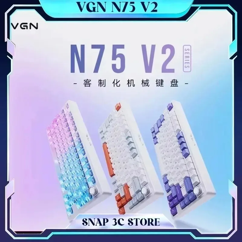 VGN N75 V2 Wireless Mechanical Keyboard 75% Gasket Mount Tri-mode Bluetooth 2.4G Hot Swap RGB Gaming Keyboard for PC Mac