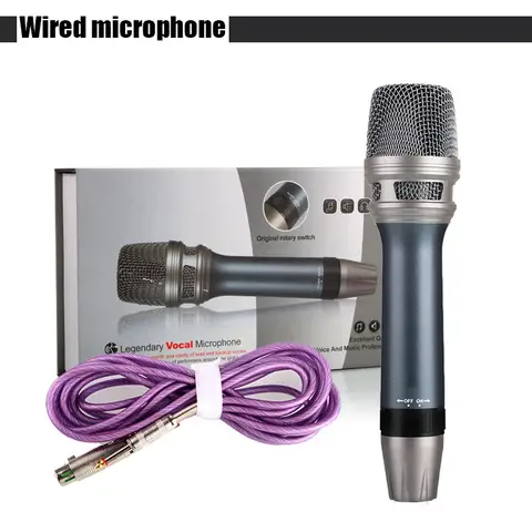 Professional wired microphone, high-quality metal dynamic karaoke recording studio, portable choir microphone for singing